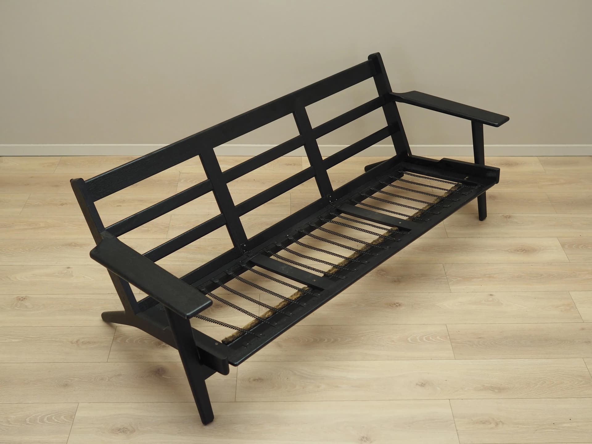 Sofa GE-290, black oak, black fabric, by H. J. Wegner, Getama, Denmark, 1960s - 17998