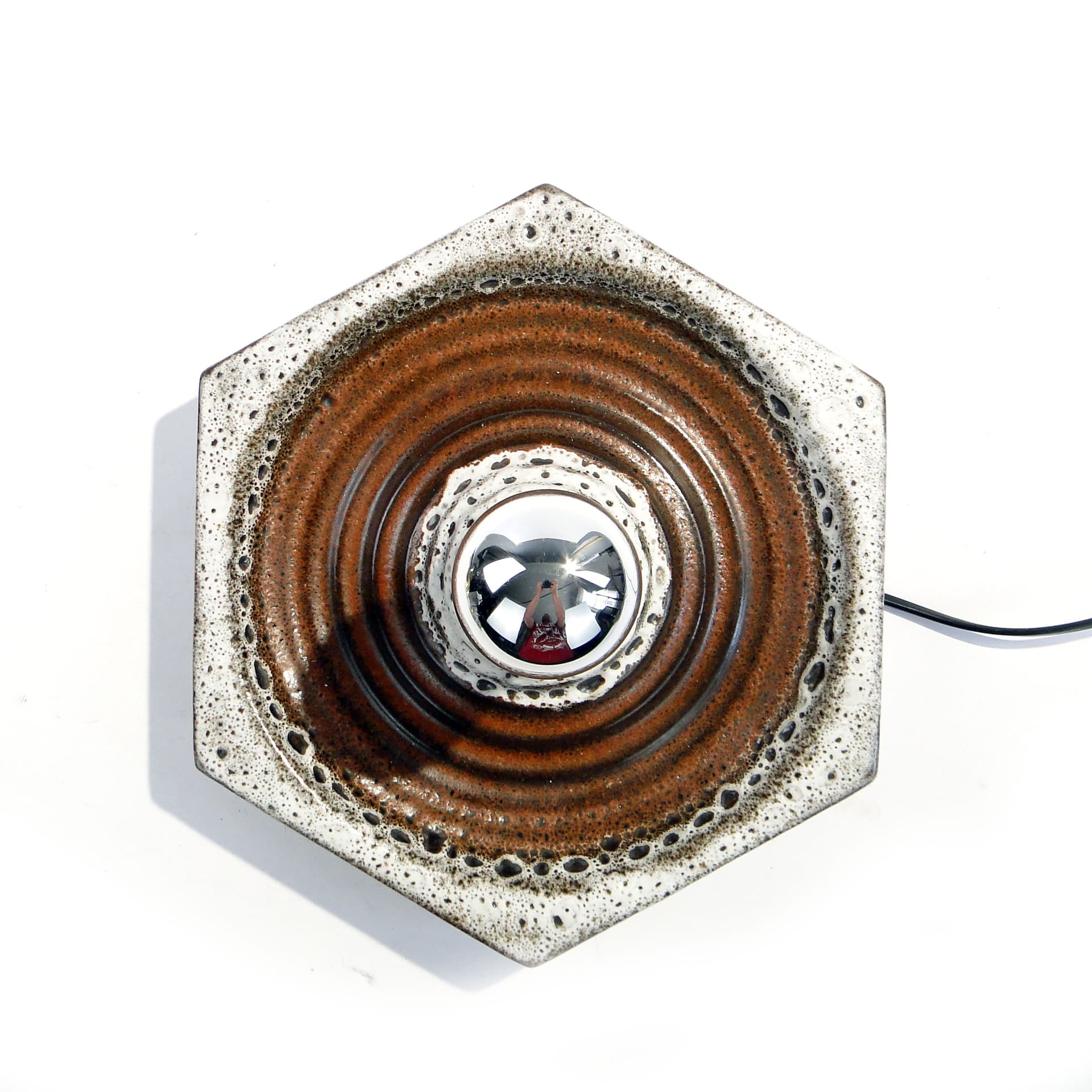 Kinkiet, ceramika brąz, metal chromowany, Niemcy, lata 70. - 1796