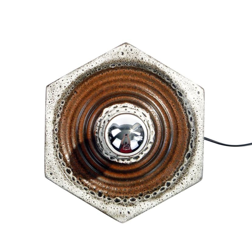Wall sconce, brown ceramics, chrome metal, Germany, 1970s.