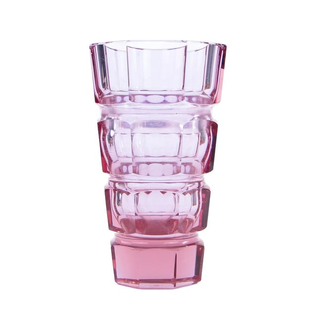 Wazon kryształowy aleksandrytowy, fioletowy, proj. J. Hoffmann, Austria, lata 30. - WYMIARY