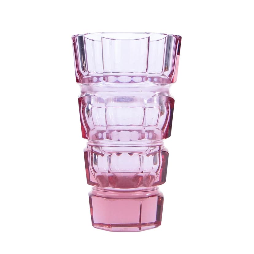 Wazon kryształowy aleksandrytowy, fioletowy, proj. J. Hoffmann, Austria, lata 30.