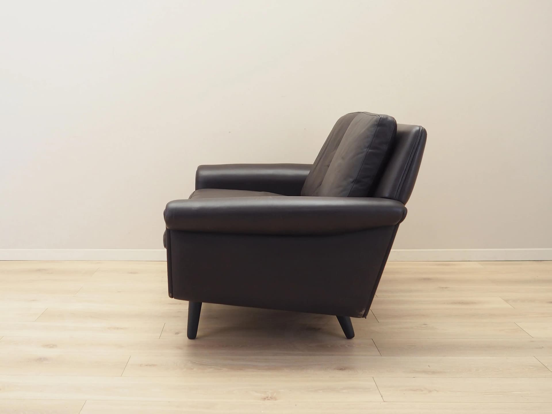 Sofa, brown leather, by A. Christiansen, Denmark, 1960s - 17970