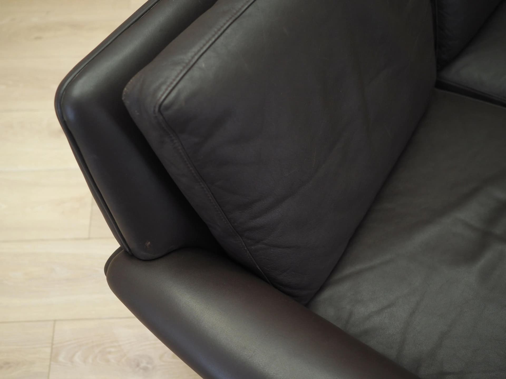 Sofa, brown leather, by A. Christiansen, Denmark, 1960s - 17976