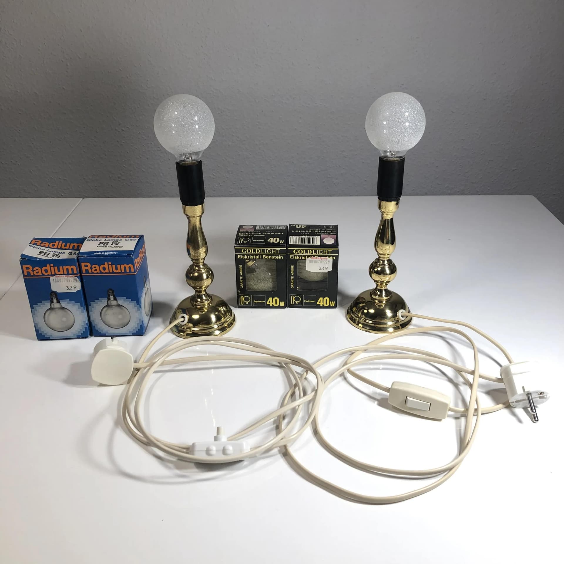 Para lampek nocnych, mosiądz złoty, Enco, Szwecja, lata 70. - 18027