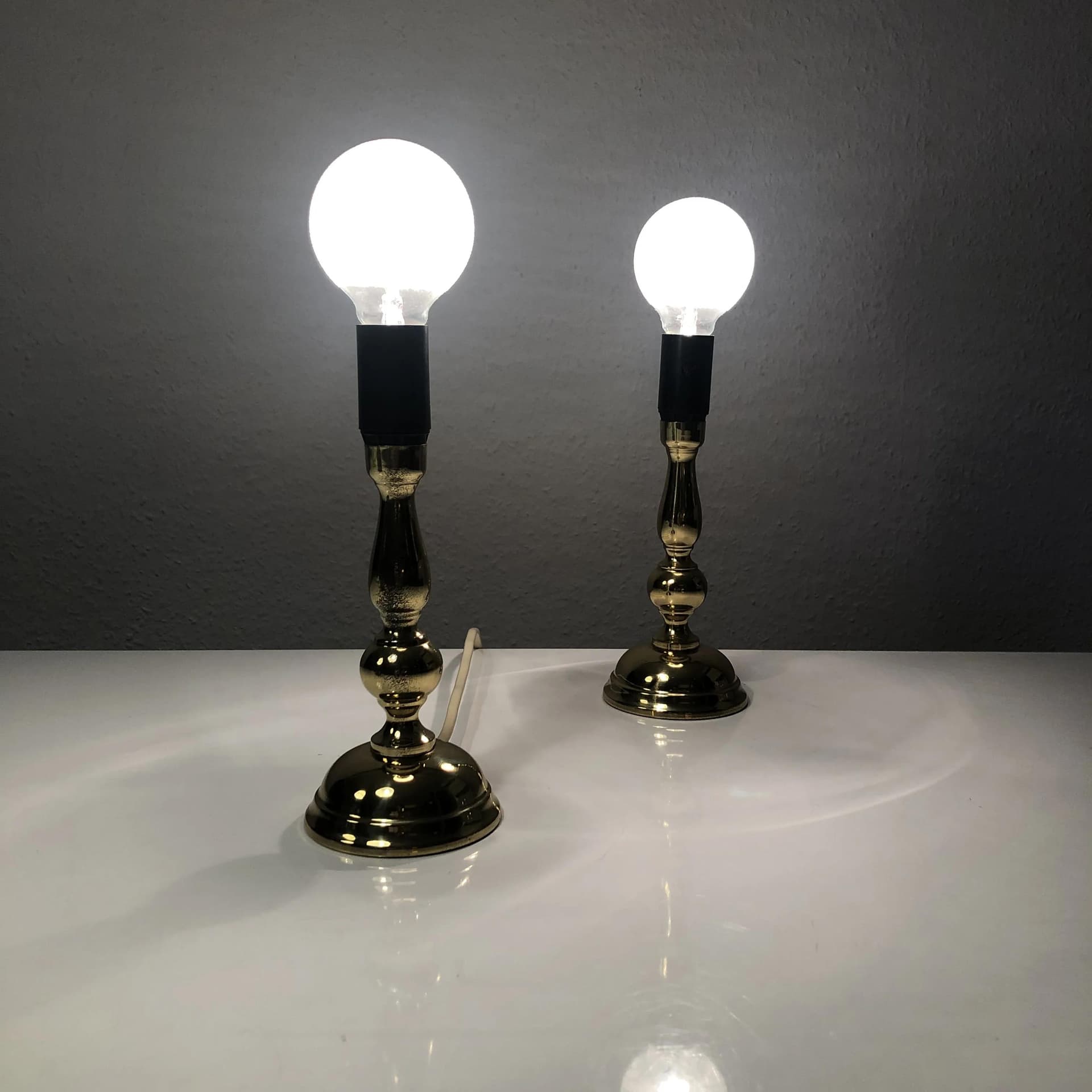 Para lampek nocnych, mosiądz złoty, Enco, Szwecja, lata 70. - 18030