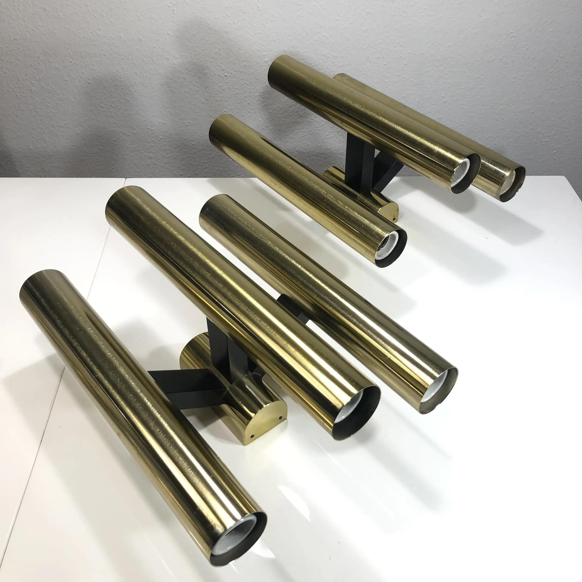 Kinkiet, złoto, stal, VEB Leuchtenbau Leipzig, Niemcy, lata 70. - 18001