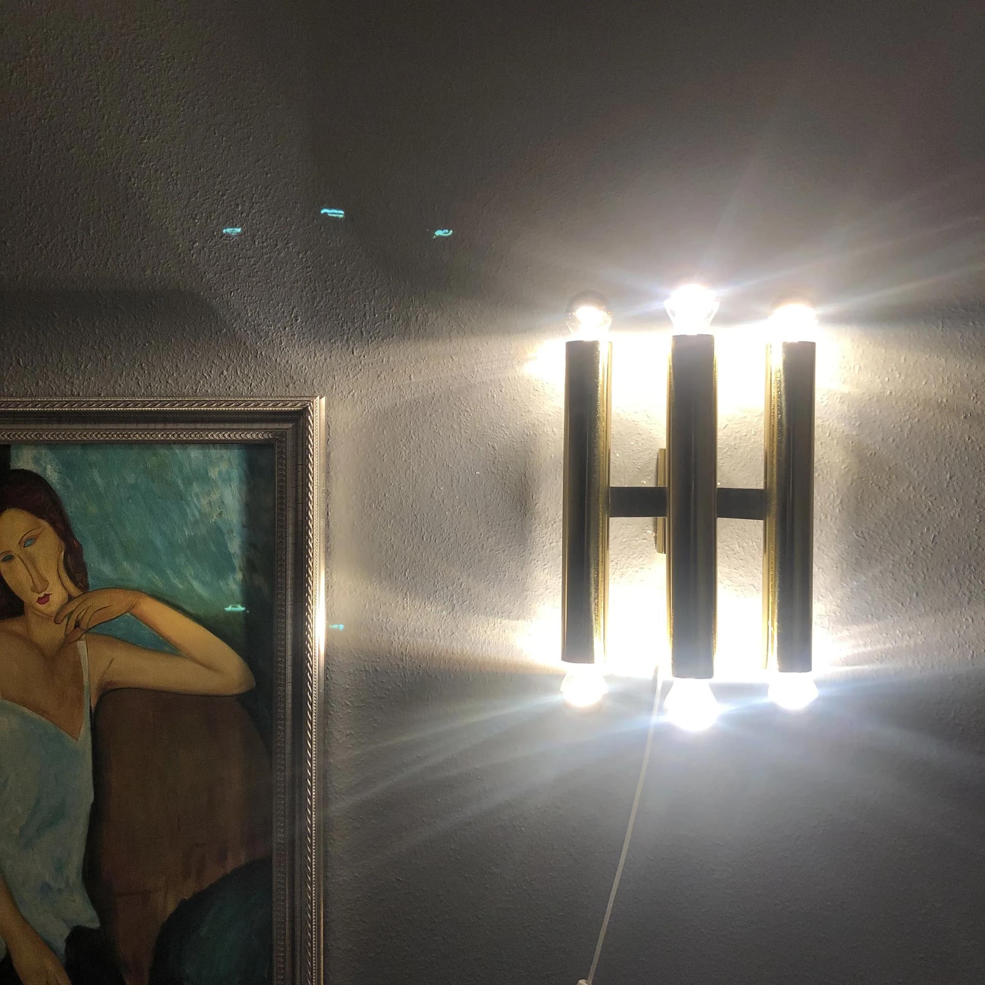 Kinkiet, złoto, stal, VEB Leuchtenbau Leipzig, Niemcy, lata 70. - 18003