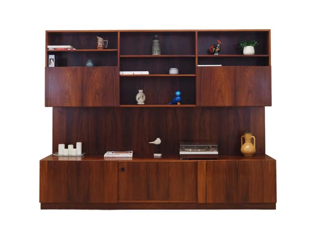 Kredens palisander brąz ciemny, proj. I. Kofod-Larsen, Faarup Møbelfabrik, Dania, lata 60. - WYMIARY