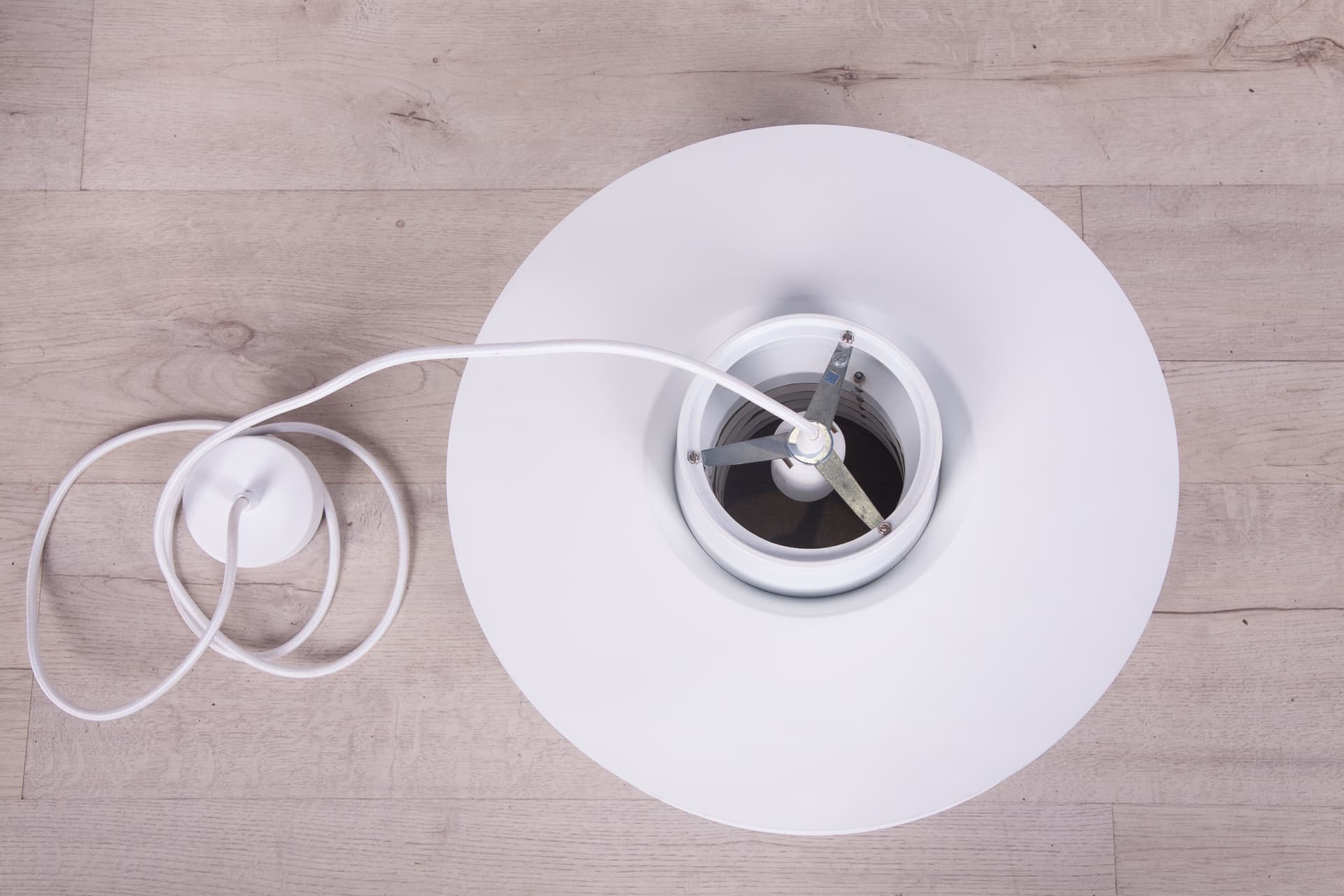 Pendant lamp Verona, white aluminum, by S. Middelboe, Fog & Mørup, Denmark, 1970s. - 247072