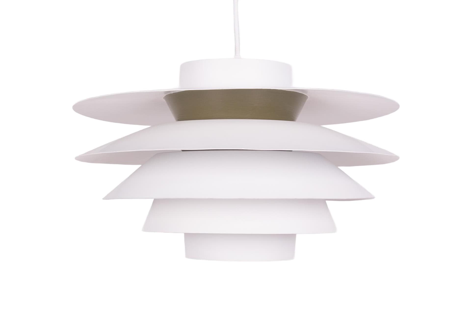 Pendant lamp Verona, white aluminum, by S. Middelboe, Fog & Mørup, Denmark, 1970s.