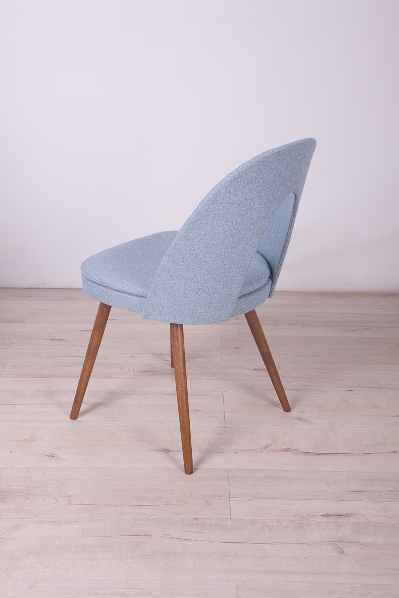 Set of four chairs, blue upholstery, oak wood, by A. Suman, Tatra Nabytok, Czechoslovakia, 1960s. - 247216