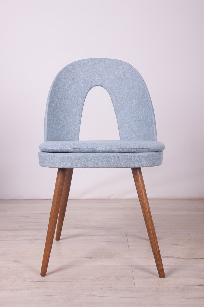 Set of four chairs, blue upholstery, oak wood, by A. Suman, Tatra Nabytok, Czechoslovakia, 1960s. - 247209