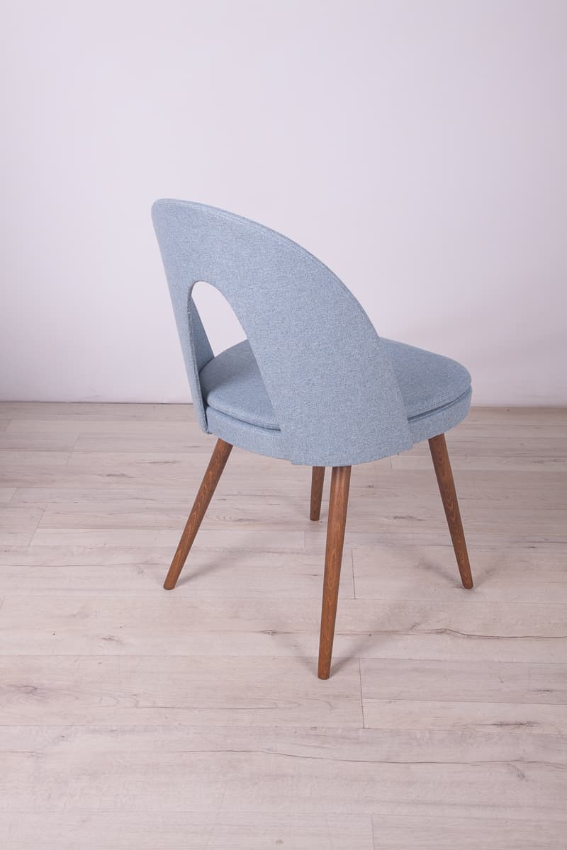 Set of four chairs, blue upholstery, oak wood, by A. Suman, Tatra Nabytok, Czechoslovakia, 1960s. - 247214