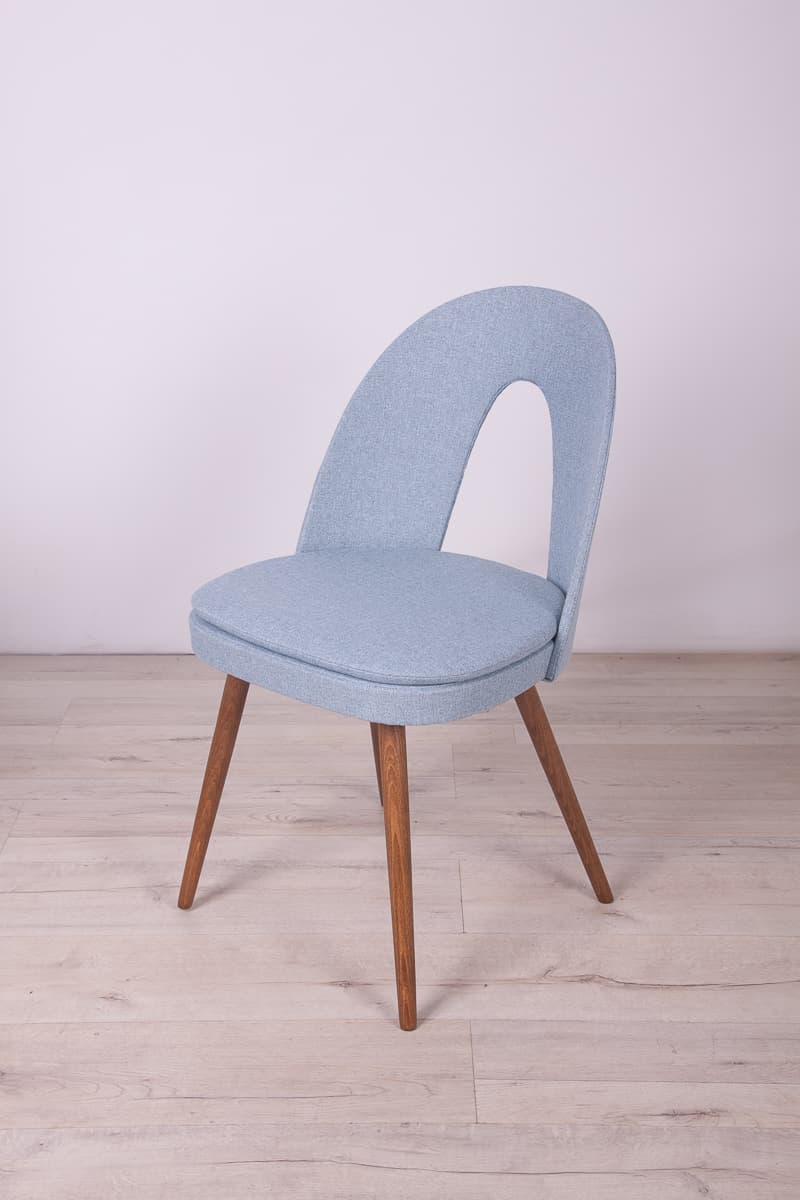 Set of four chairs, blue upholstery, oak wood, by A. Suman, Tatra Nabytok, Czechoslovakia, 1960s. - 247217