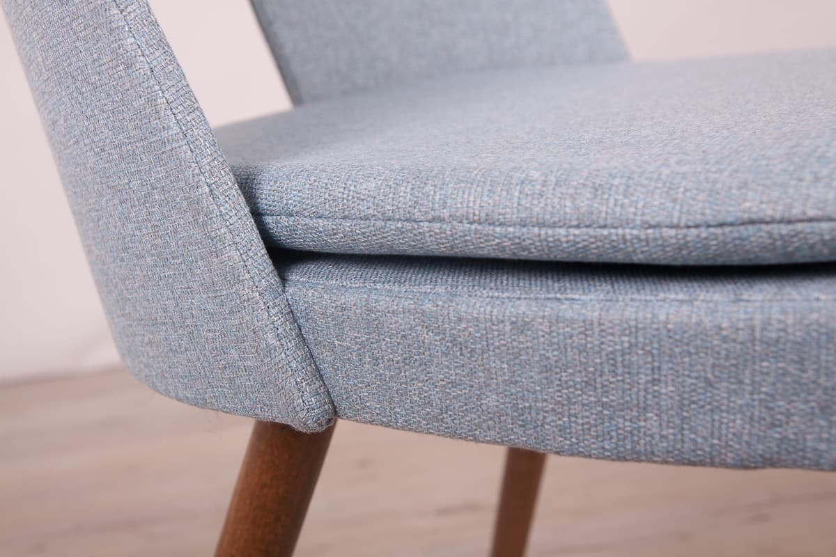 Set of four chairs, blue upholstery, oak wood, by A. Suman, Tatra Nabytok, Czechoslovakia, 1960s. - 247219