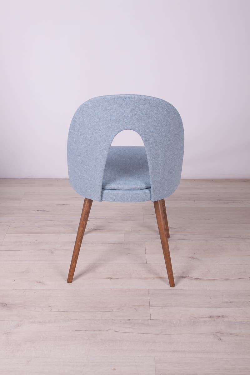 Set of four chairs, blue upholstery, oak wood, by A. Suman, Tatra Nabytok, Czechoslovakia, 1960s. - 247215