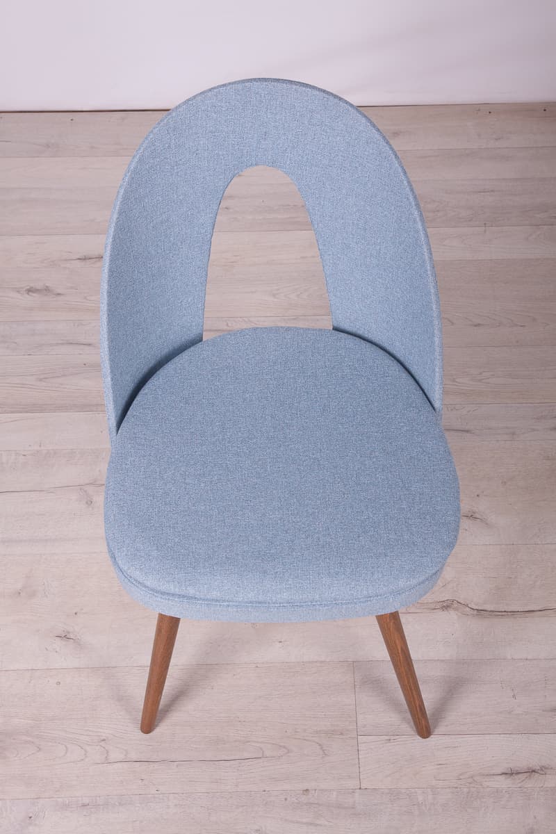 Set of four chairs, blue upholstery, oak wood, by A. Suman, Tatra Nabytok, Czechoslovakia, 1960s. - 247210