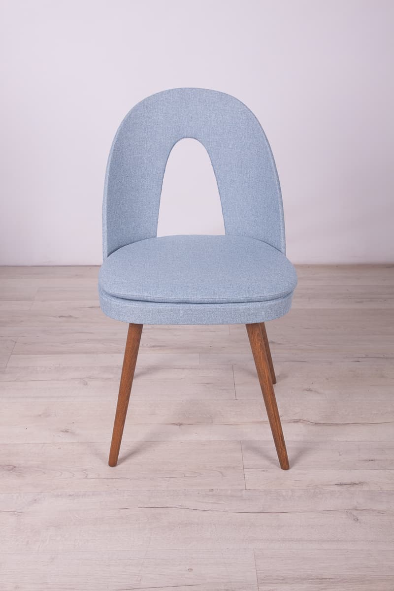 Set of four chairs, blue upholstery, oak wood, by A. Suman, Tatra Nabytok, Czechoslovakia, 1960s. - 247211