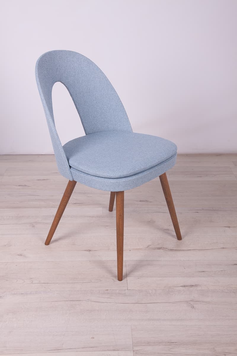 Set of four chairs, blue upholstery, oak wood, by A. Suman, Tatra Nabytok, Czechoslovakia, 1960s. - 247212