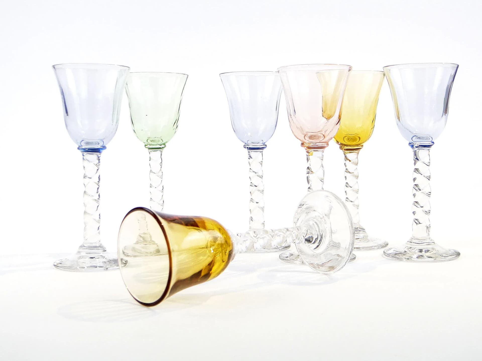 Set of liqueur glasses Art Nouveau, multicolor, glass, Czechoslovakia, early 20th c. - 18231
