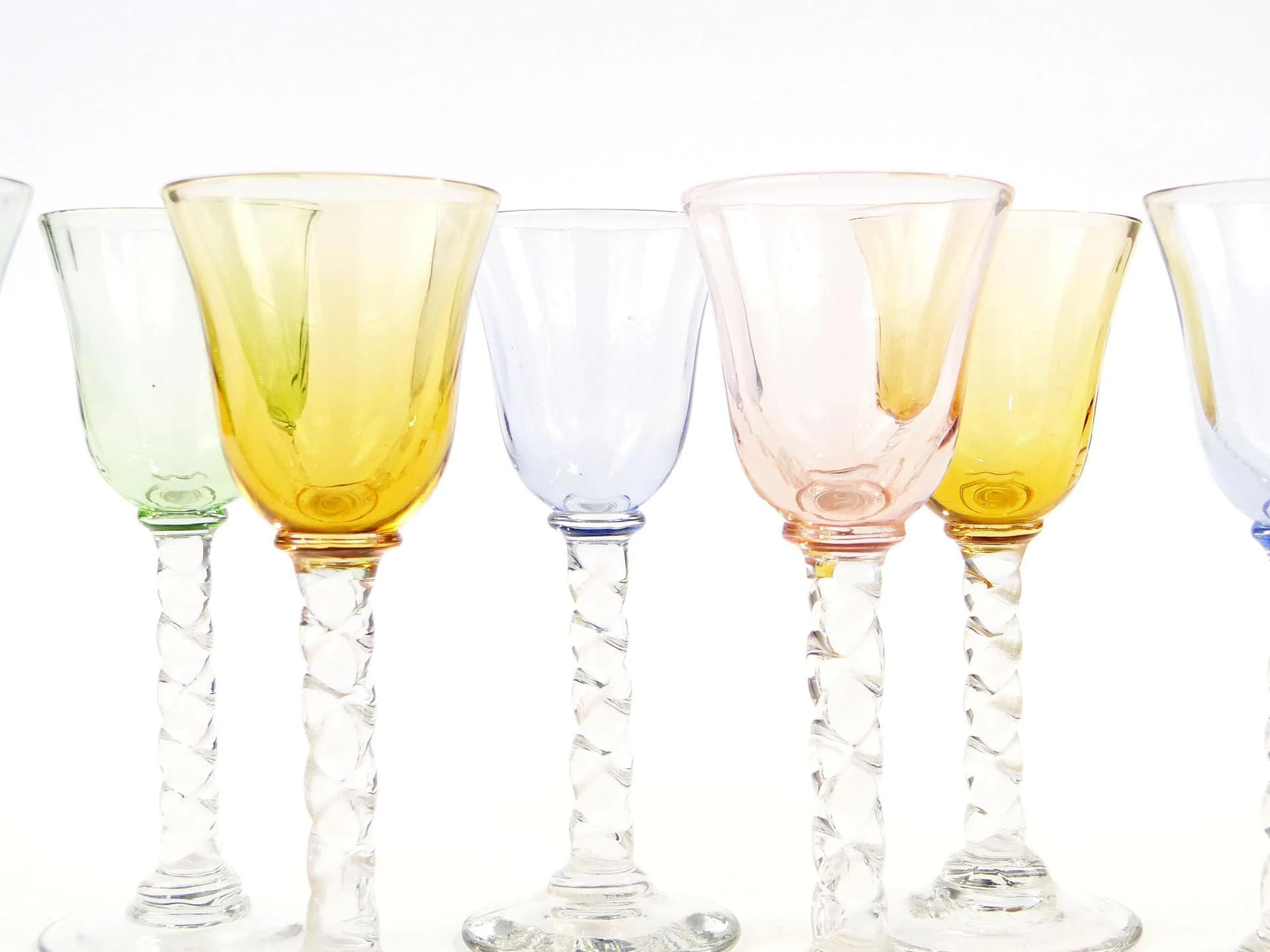 Set of liqueur glasses Art Nouveau, multicolor, glass, Czechoslovakia, early 20th c. - 18228