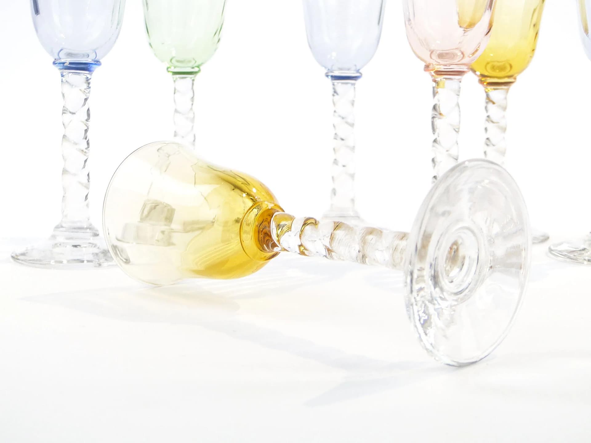 Set of liqueur glasses Art Nouveau, multicolor, glass, Czechoslovakia, early 20th c. - 18232