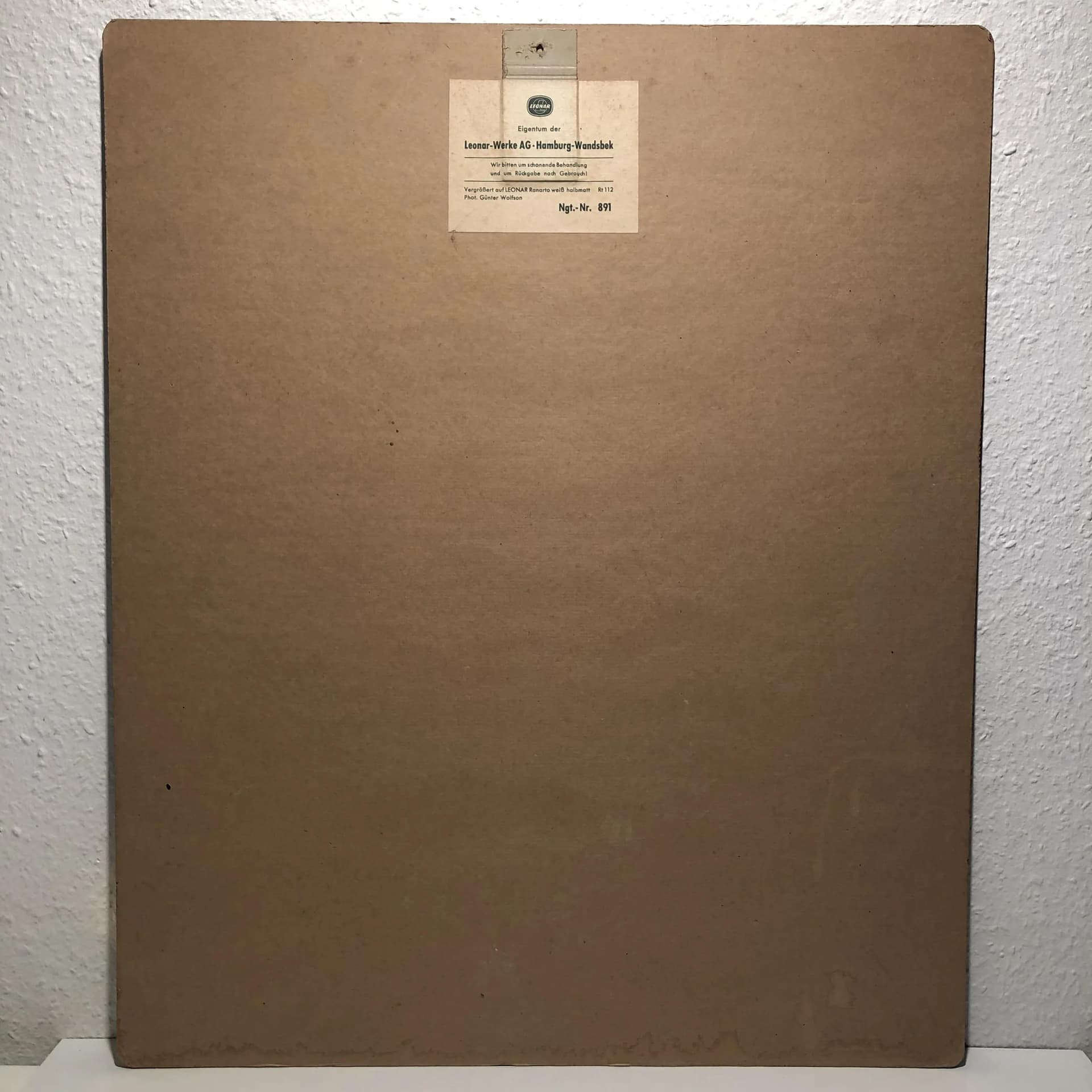 Wall Advertisement Leonar Perutz, grey, wood, Germany, 1960s. - 18177