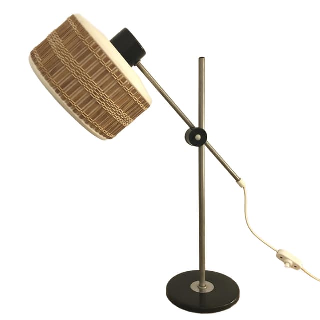 Lampka biurkowa, ivory white, chromowana stal, Niemcy, lata 70. - WYMIARY