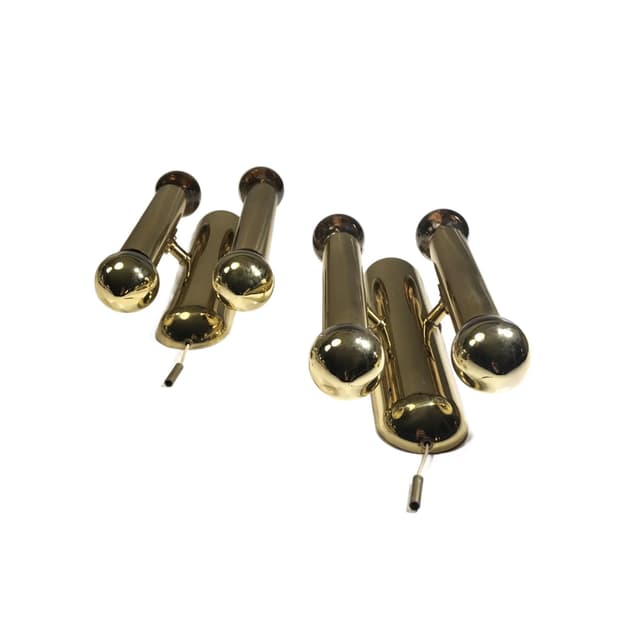 Pair of wall sconces, golden, metal, V.L.S Leuchten, Germany, 1980s. - DIMENSION