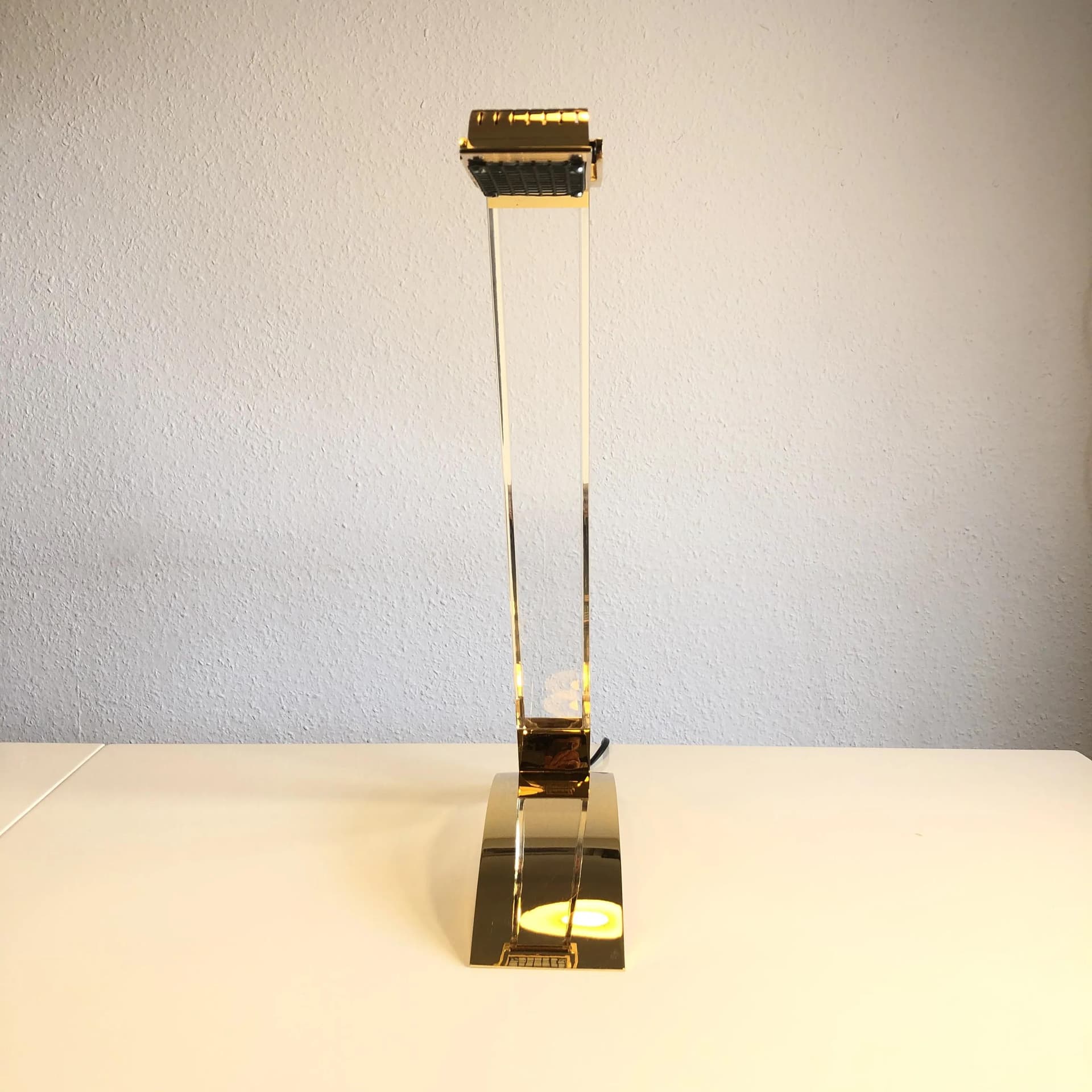 Desk lamp, golden, brass acrylic, Spain, 1980s. - 18207