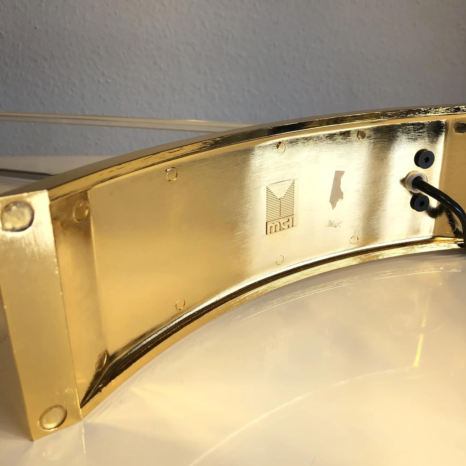 Desk lamp, golden, brass acrylic, Spain, 1980s. - 18210