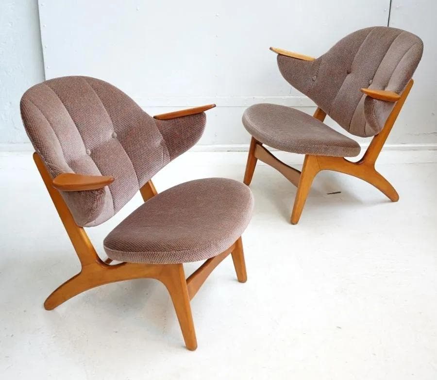 Fotel model 33, teak brązowy, proj. C. E. Matthes, Dania, lata 50. - 18544