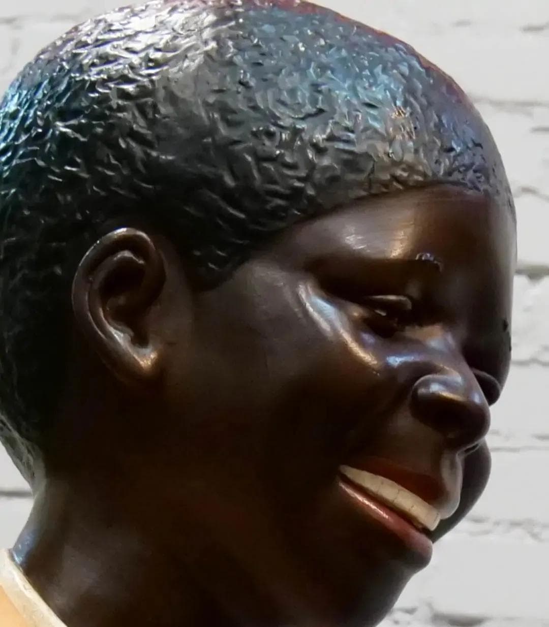 Life-Size Boy Sculpture, black orange polychrome, Apparence Paris, France, 1980s. - 18530