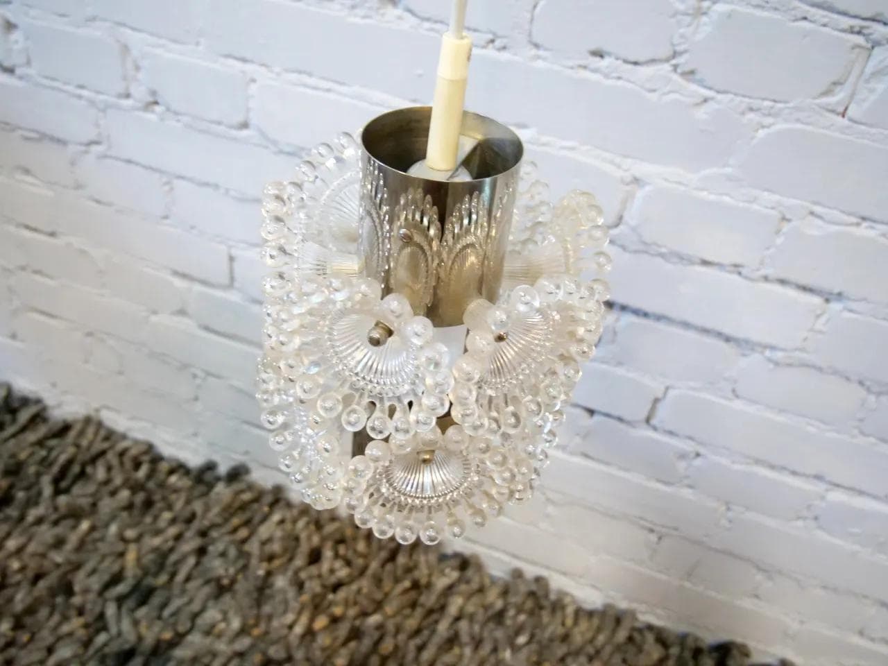 Pendant Lamp Pusteblume, silver chrome, transparent plexiglass, Solken Leuchten, Germany, 1970s. - 18502