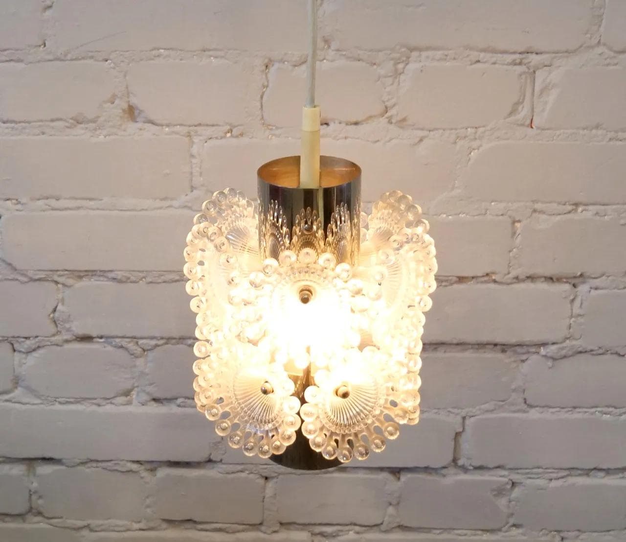 Pendant Lamp Pusteblume, silver chrome, transparent plexiglass, Solken Leuchten, Germany, 1970s. - 18505