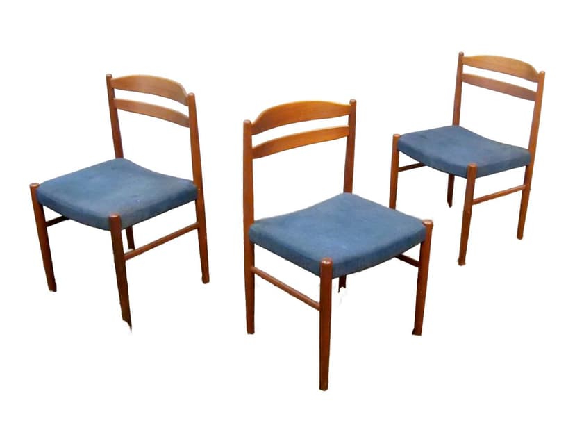 Komplet trzech krzeseł, teak brązowy, proj. C. Ekström, A. Johansson & S. Hyssna, Szwecja, lata 70.