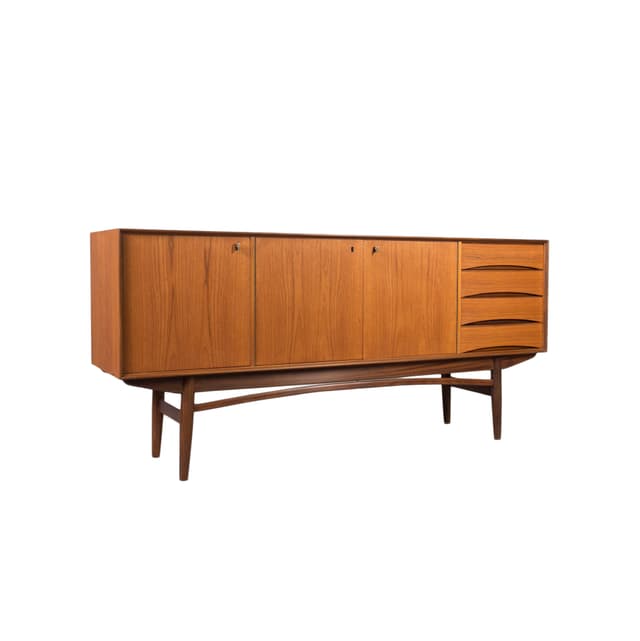 Komoda, teak brązowy, proj. G. Bahus, Norwegia, lata 60. - WYMIARY