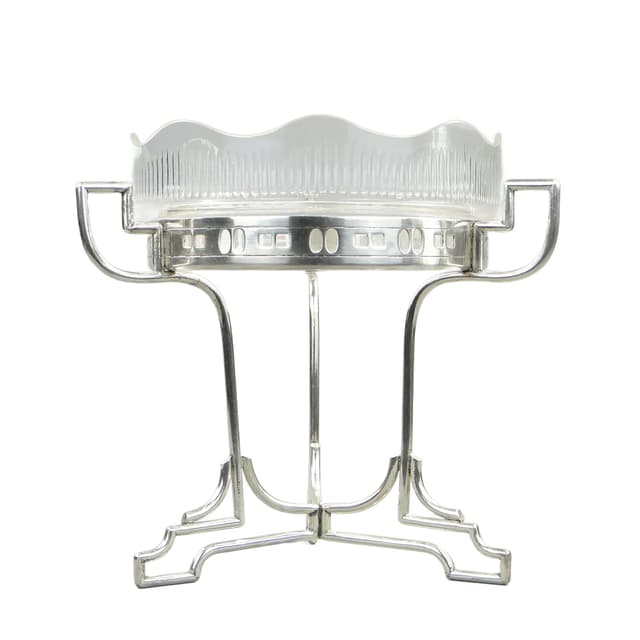 Centerpiece Art Deco, transparent crystal white gradient, silver-plated brass, Slovakia, 1920s. - DIMENSION
