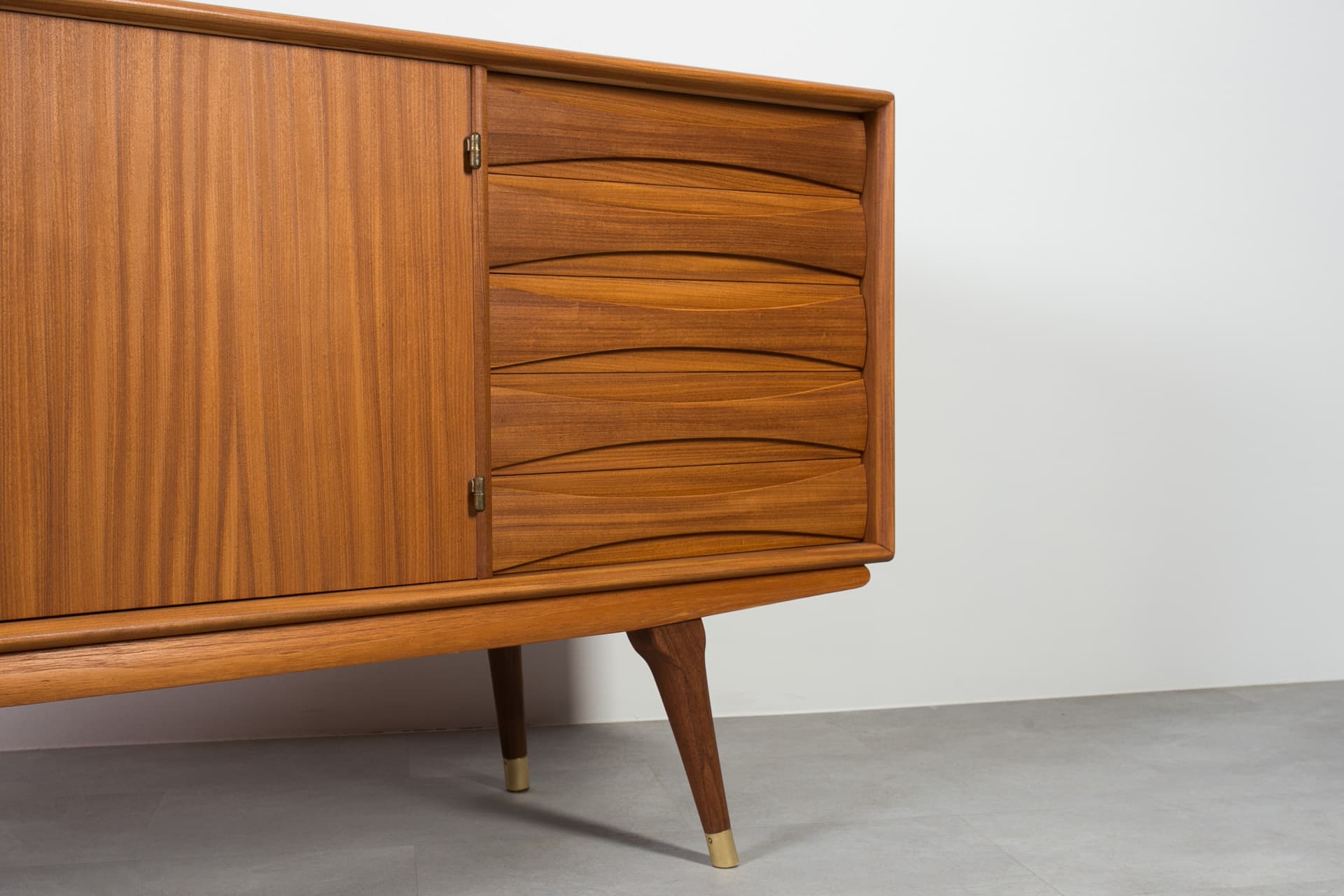 Komoda, teak brązowy, proj. S. Andersen, Norwegia, lata 60. - 1886