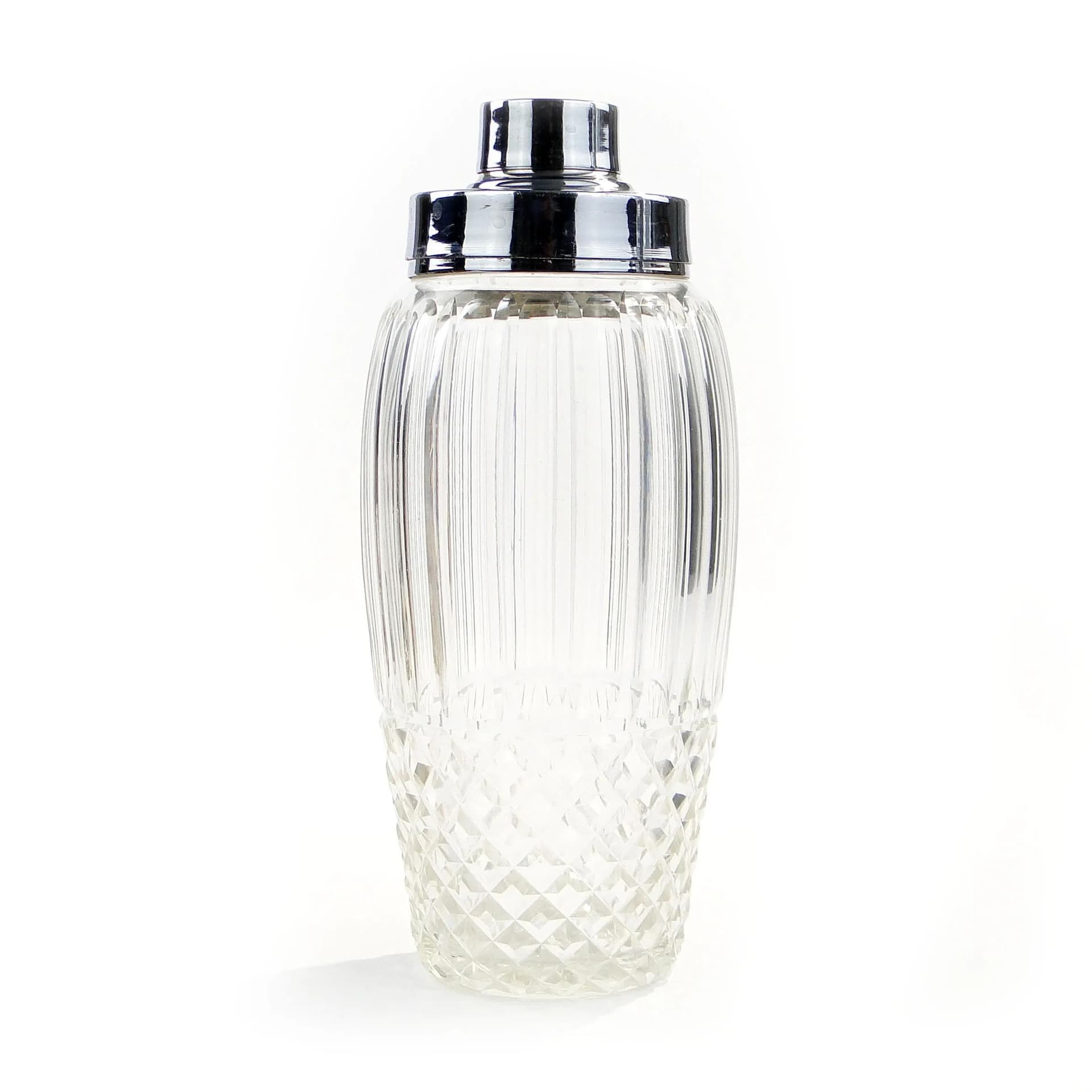 Cocktail shaker Art Deco, transparent crystal, chrome-plated brass, WMF, Germany, 1960s. - 18382