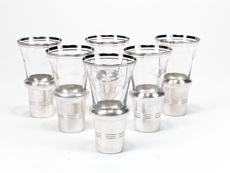 Komplet kieliszków do likieru, kryształ transparentny, lata 50. - 253328