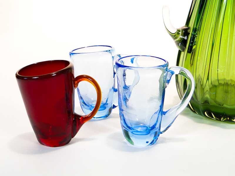 Zestaw likierowy Kaktus, szkło wielobarwne, proj. T. Gott, Blenko, USA, lata 90. - 253370