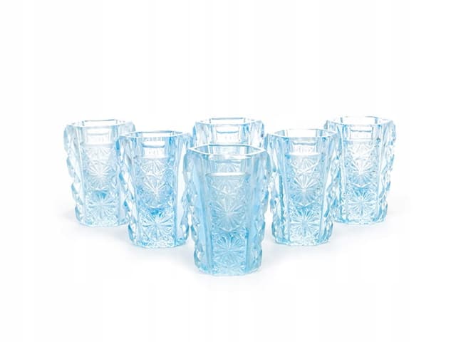 Komplet kieliszków Art Deco, szkło kryształowe błękitne, Czechy, lata 40. - WYMIARY