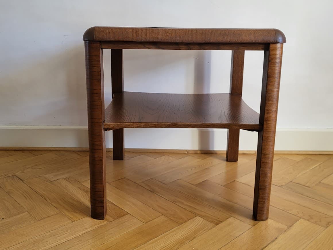 Coffee Table Art Deco, brown oak, glass, Germany, 1930s. - 253423