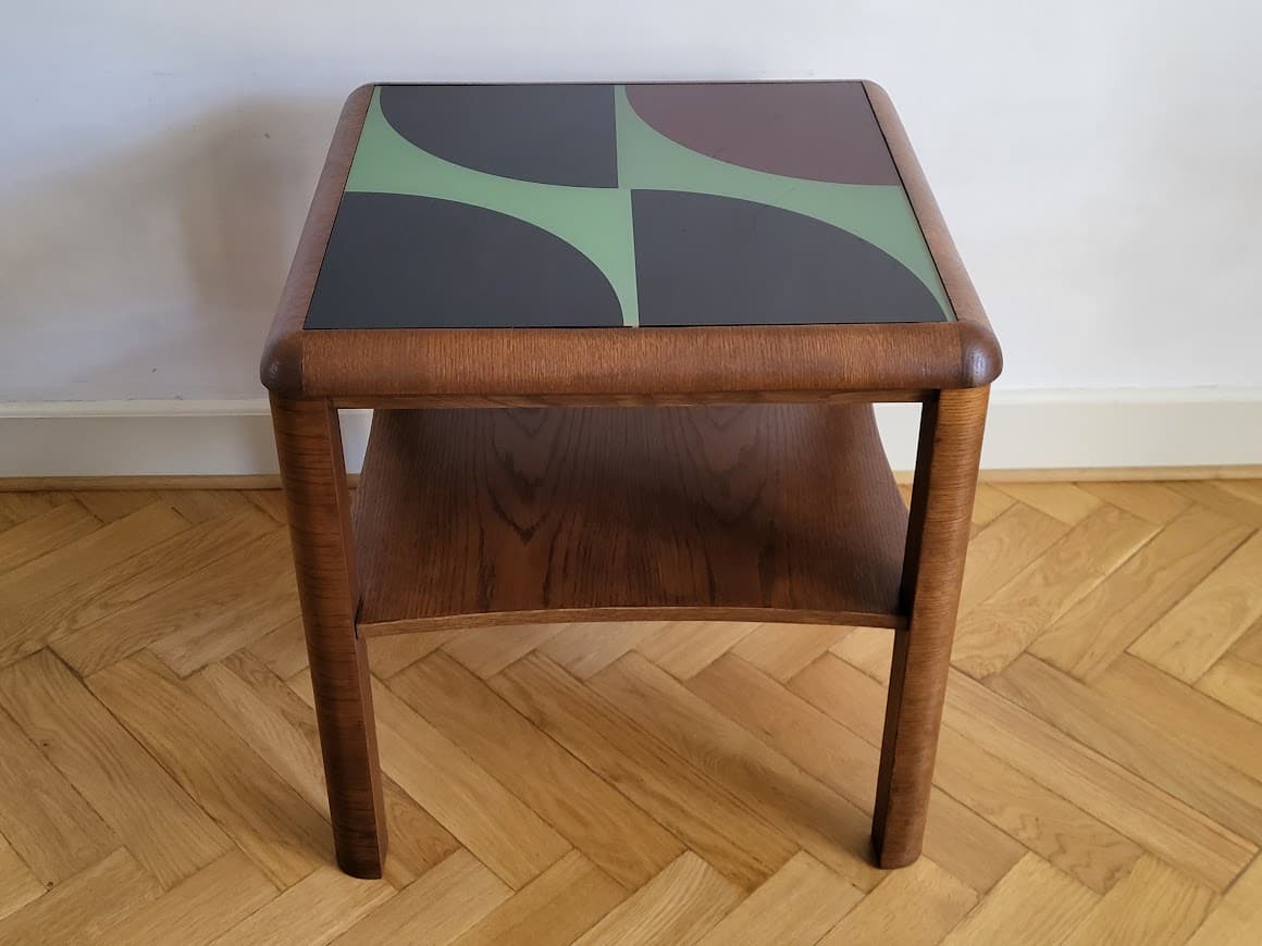 Coffee Table Art Deco, brown oak, glass, Germany, 1930s. - 253430