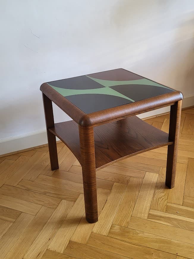 Coffee Table Art Deco, brown oak, glass, Germany, 1930s. - 253431
