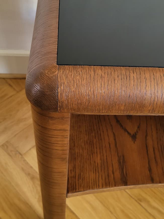 Coffee Table Art Deco, brown oak, glass, Germany, 1930s. - 253427