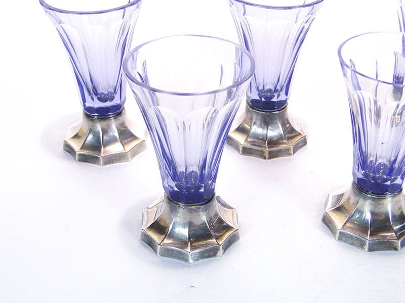 Komplet kieliszków Art Deco, fioletowy kryształ, Słowacja, lata 20. - 253451