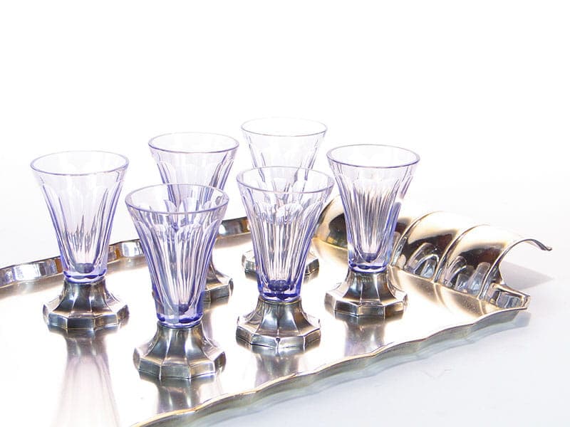 Komplet kieliszków Art Deco, fioletowy kryształ, Słowacja, lata 20. - 253453