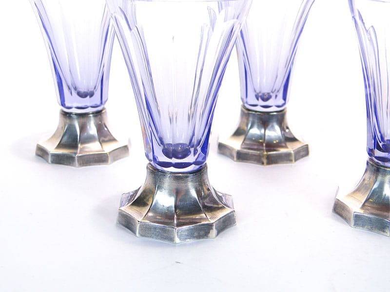 Komplet kieliszków Art Deco, fioletowy kryształ, Słowacja, lata 20. - 253450